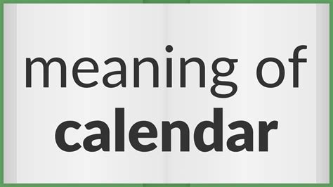 calendar meaning